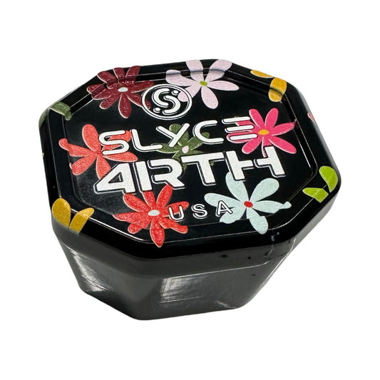 Pickleball paddle speed cap, black octagonal head with SLYC 4rth Earth floral print