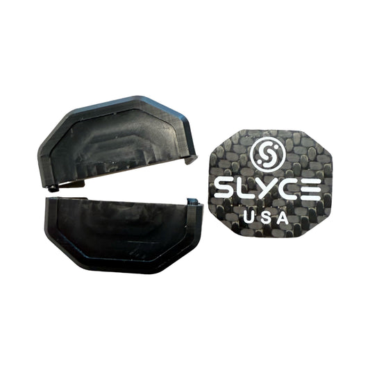 Octagonal SpeedCap paddle enhancer with open black shell and SLYCE USA emblem