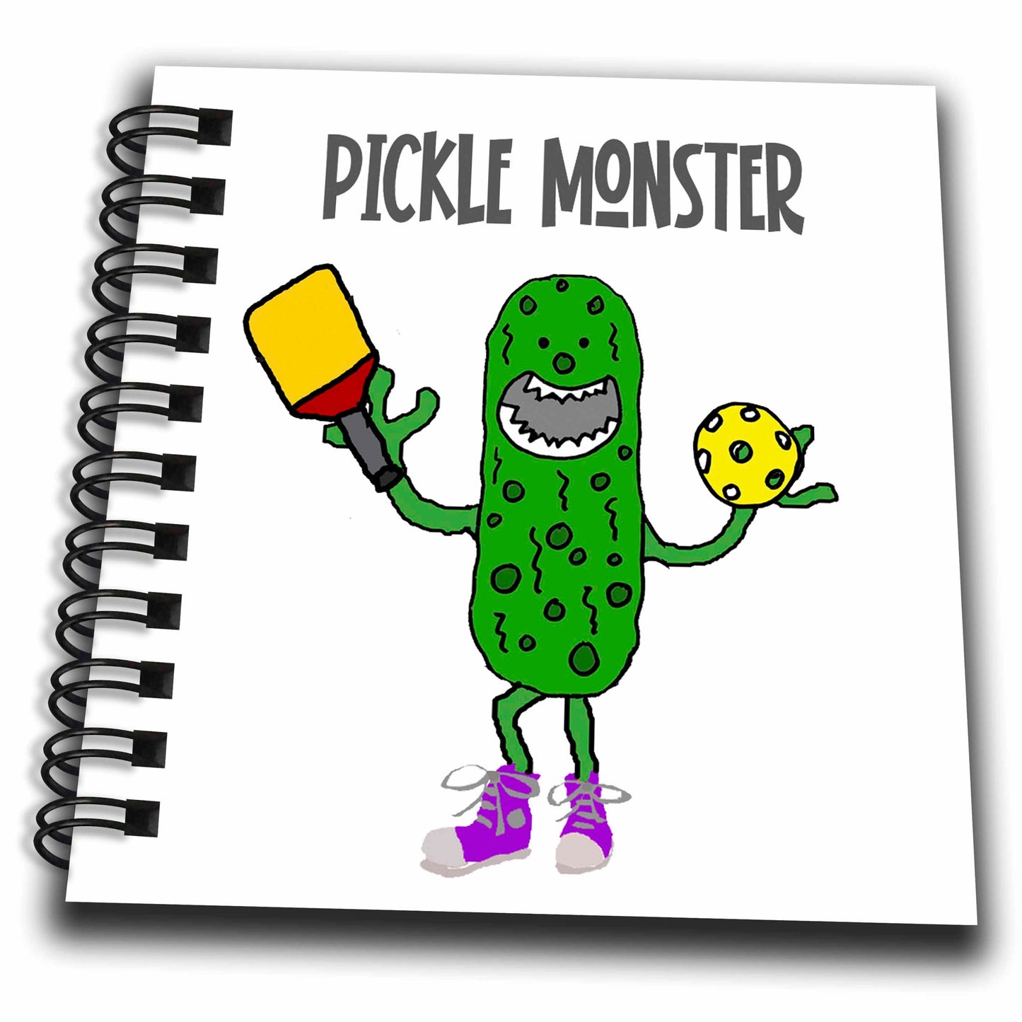 3dRose Funny Pickle Monster Pickleball Player with Paddle and Ball... - Drawing Books (db_348535)
