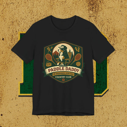 Paddle Daddy Country Club T-Shirt  Chloe Dog Graphic Tee, Funny Pickleball & Grill Shirt, In Daddibus Veritas Dadcore Apparel
