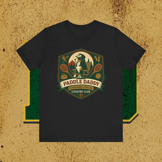 Paddle Daddy Country Club T-Shirt  Chloe Dog Graphic Tee, Funny Pickleball & Grill Shirt, In Daddibus Veritas Dadcore Apparel