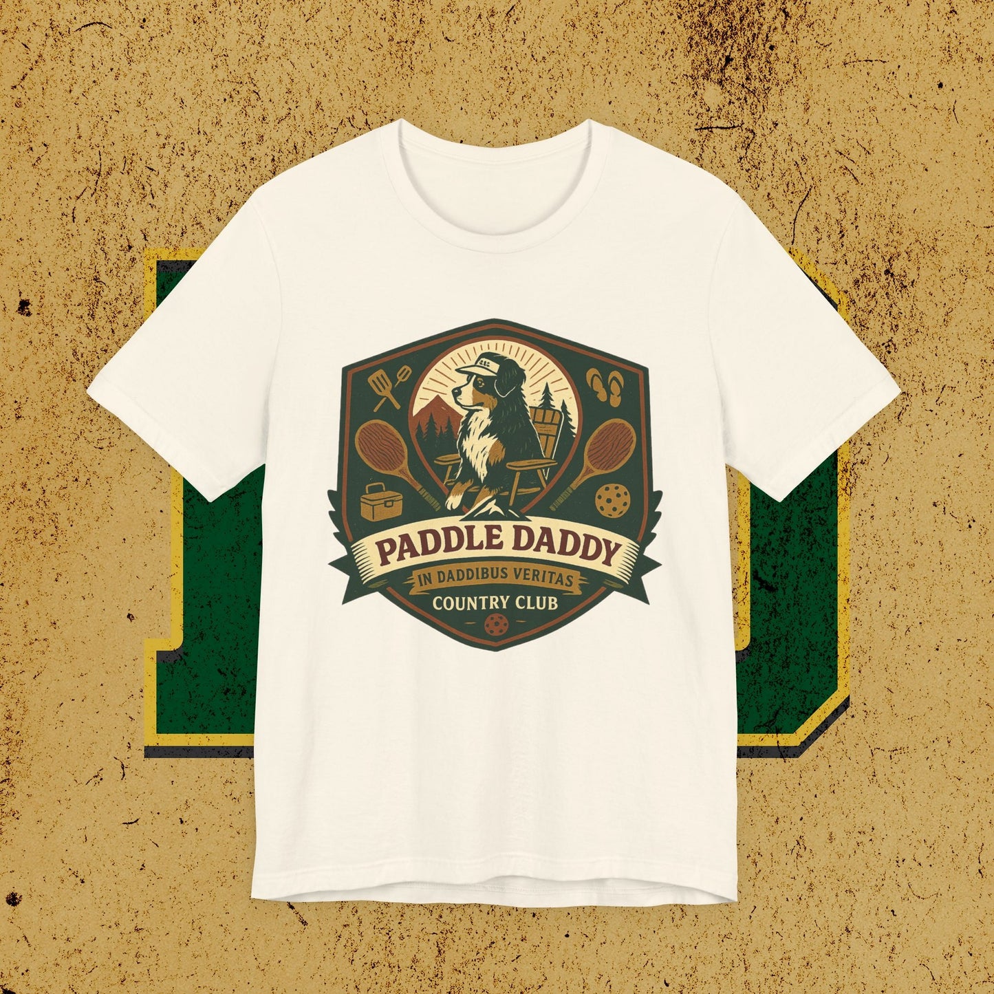 Paddle Daddy Country Club T-Shirt  Chloe Dog Graphic Tee, Funny Pickleball & Grill Shirt, In Daddibus Veritas Dadcore Apparel