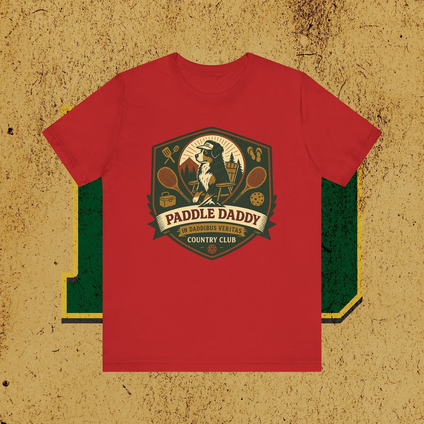 Paddle Daddy Country Club T-Shirt  Chloe Dog Graphic Tee, Funny Pickleball & Grill Shirt, In Daddibus Veritas Dadcore Apparel