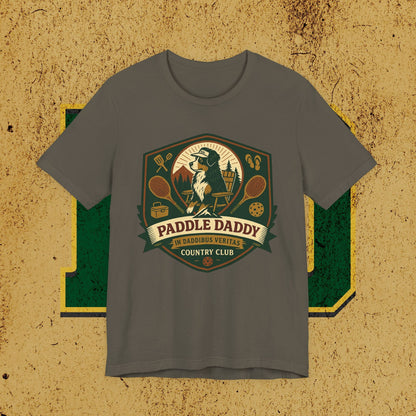 Paddle Daddy Country Club T-Shirt  Chloe Dog Graphic Tee, Funny Pickleball & Grill Shirt, In Daddibus Veritas Dadcore Apparel