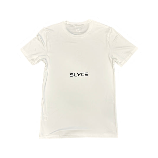 Off-white performance t-shirt with SLVCE chest graphic