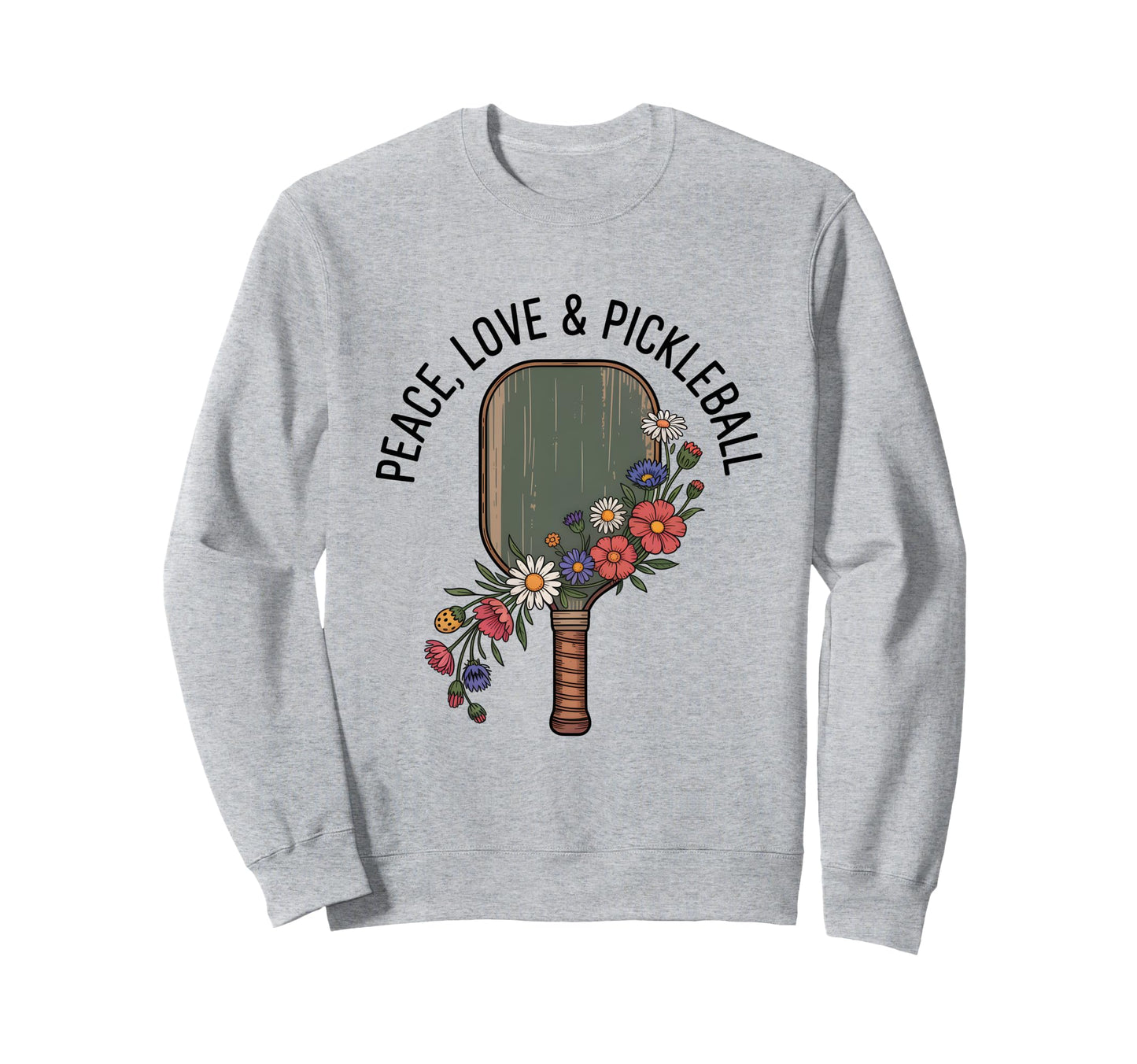 Peace Love Pickleball Boho Outfit Sweatshirt - Novelty Apparel for Adults