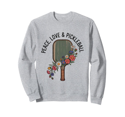 Peace Love Pickleball Boho Outfit Sweatshirt - Novelty Apparel for Adults