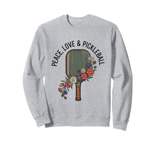 Peace Love Pickleball Boho Outfit Sweatshirt - Novelty Apparel for Adults