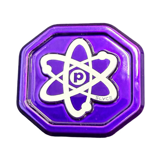 SpeedCap paddle enhancer in octagonal purple case with white SLYCE logo
