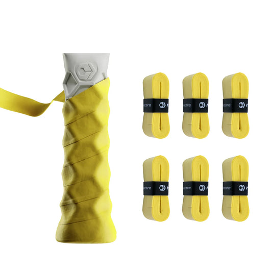 Hesacore Hesatac pickleball paddle overgrip, yellow pack with multiple grips