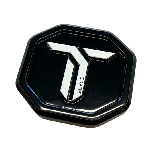 Black SpeedCap paddle enhancer with stylized letter logo and blue accent edges