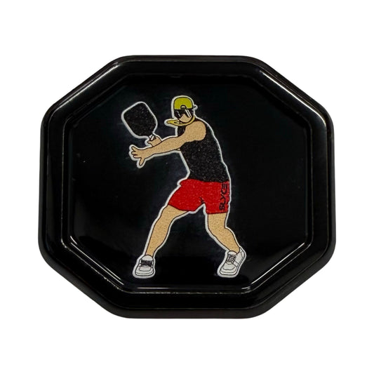 Black octagonal SpeedCap tin with paddle player graphic