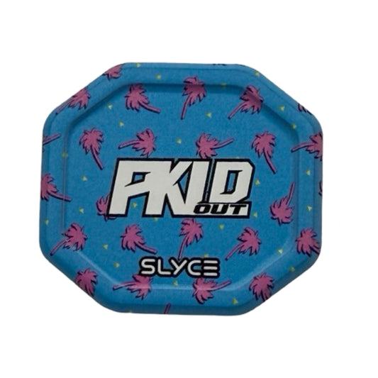 Blue paddle speedcap cover with pink bird pattern and PKID OUT SLYCE logos