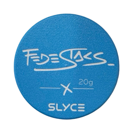 Blue SLYCE SpeedCoin handle weight labeled 20g