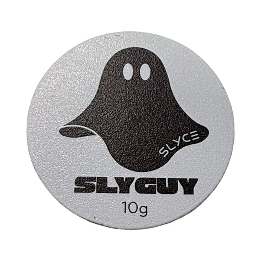 Pickleball paddle handle weight coin, silver disc with black SLYCE bird, 10g