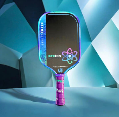 Proton Project Peacock 15mm Elongated Black/Jade/Plum Pickleball Paddle