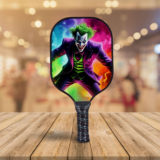 Black paddle cooler with Joker face artwork and textured grip handle
