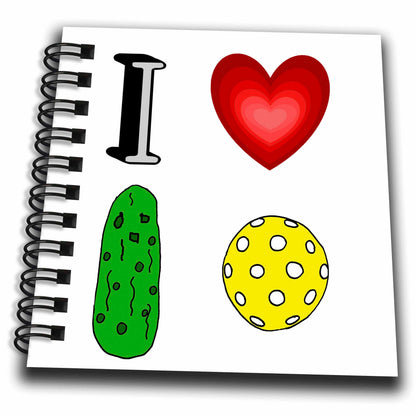 3dRose Funny I Love Pickleball Sports with Heart and Pickle and Ball - Drawing Books (db-364588)
