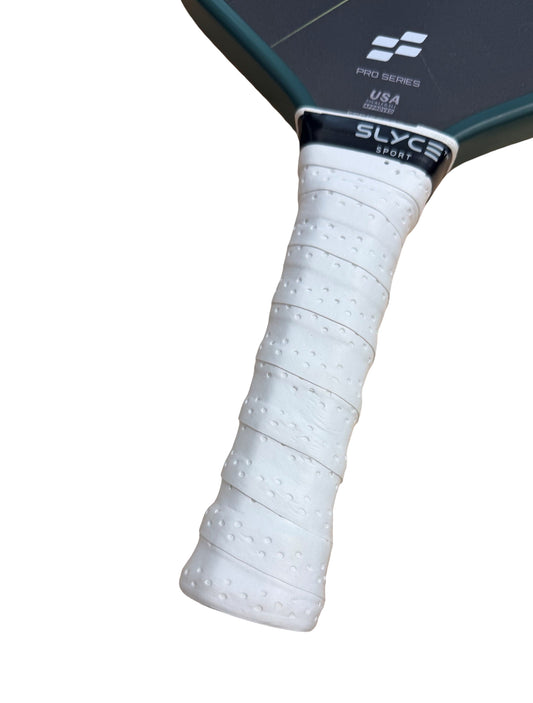 Perforated over-wraps in white with small dot perforations and a black band