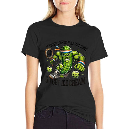 Funny Pickleball Lover Pun With A Pickle Playing Pickle Ball T-Shirt
