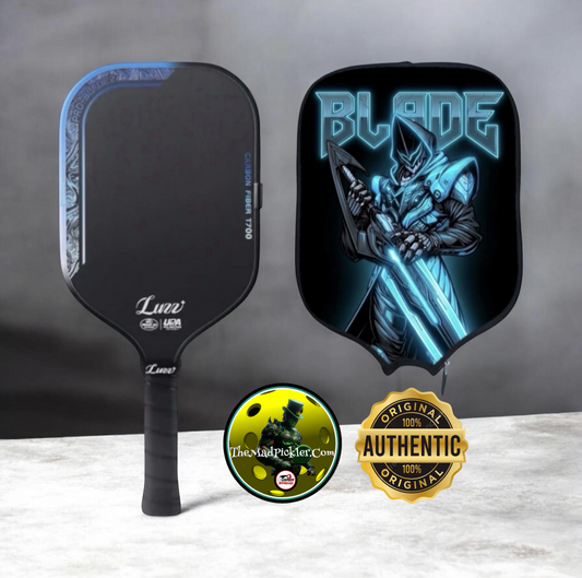 Limited edition pickleball paddle with black-and-blue blade2 cover