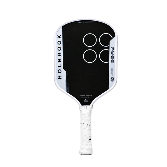 Hybrid pickleball paddle with dark face, three white circle targets, and white frame.