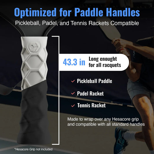 Hesacore Hesatac overgrip, white textured stretch sleeve for paddle handles