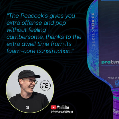 Proton Project Peacock 15mm Elongated Black/Jade/Plum Pickleball Paddle